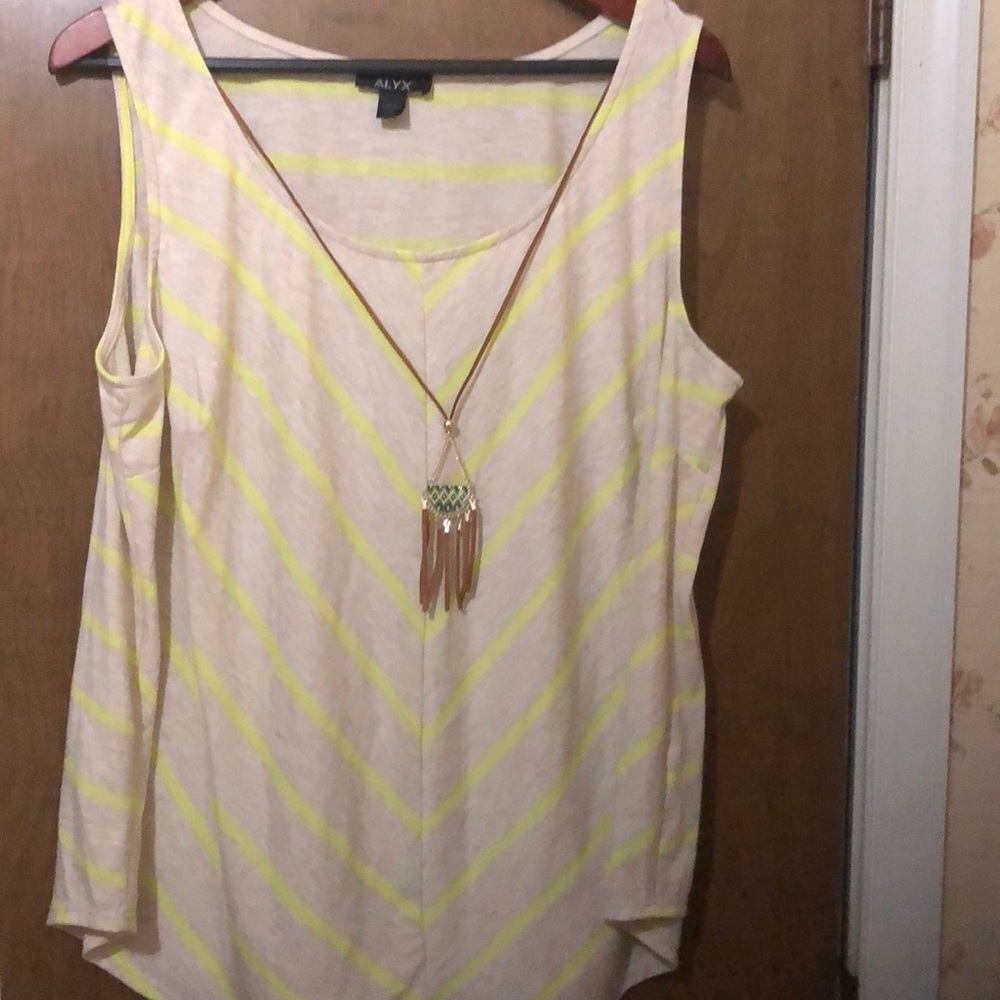 Ladies Tan & Lime Green “ALYX “ Tank Top
